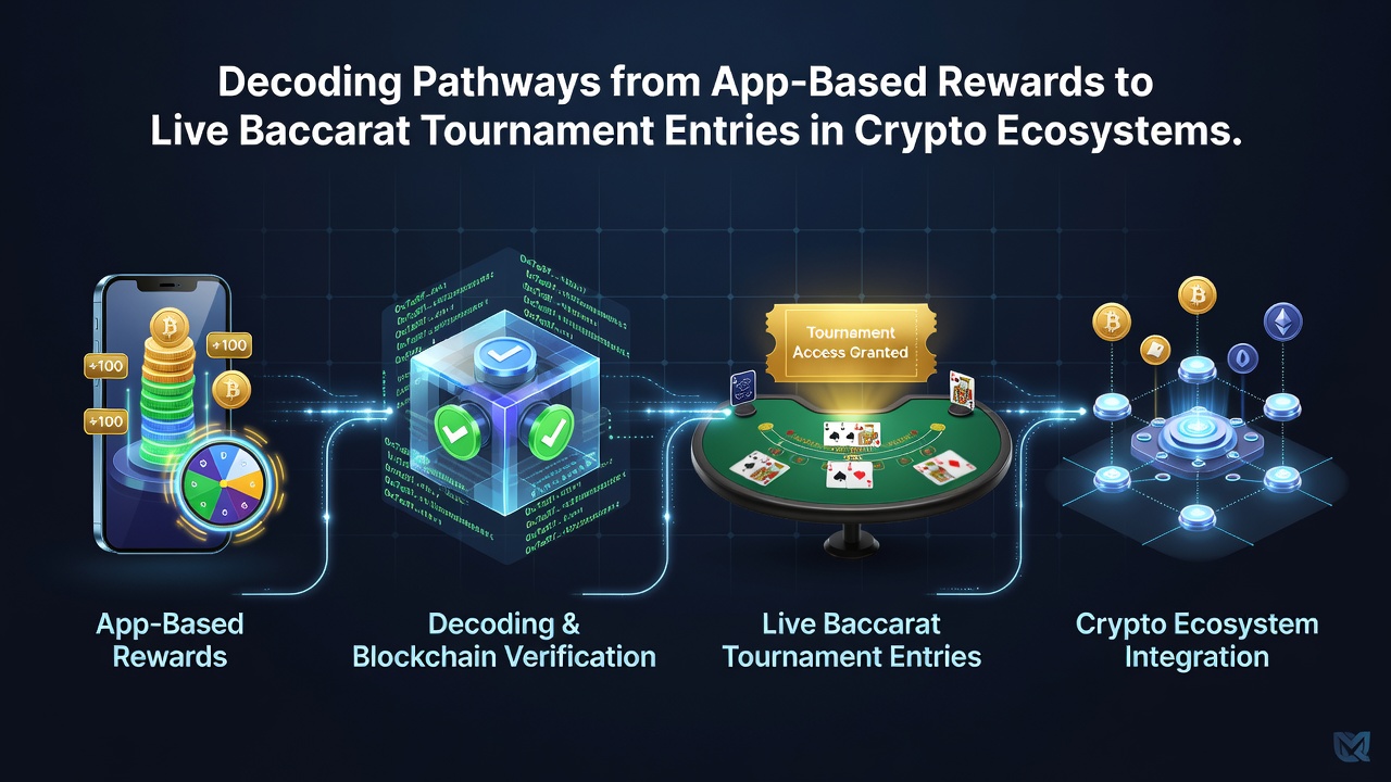 Live baccarat tournament screen showing crypto wallet verification and bracket progression