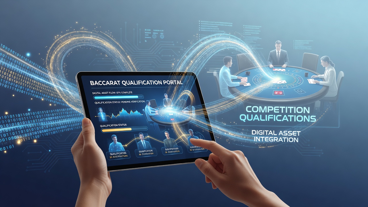 Handheld device displaying baccarat tournament interface with qualification metrics