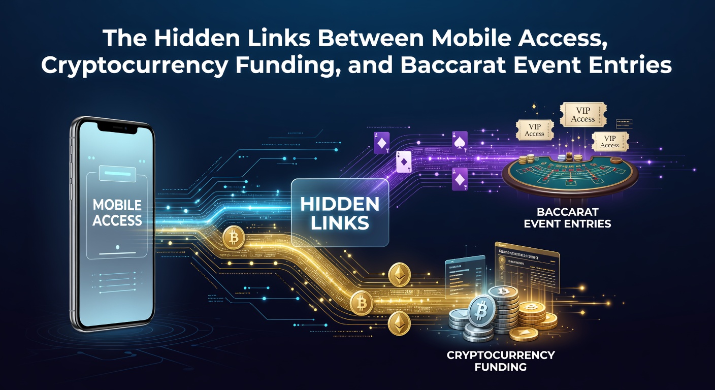 Mobile devices displaying baccarat tournament interfaces alongside cryptocurrency transaction screens