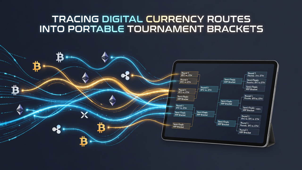 Mobile device showing live cryptocurrency wallet connections to an active tournament bracket