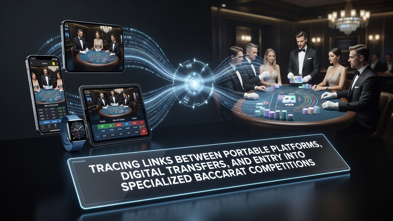 Mobile device displaying baccarat tournament interface with digital transfer options